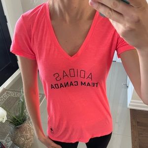 Adidas Canadian Olympic TShirt Workout/Athletic/Tee Hot Pink Team Canada Shirt